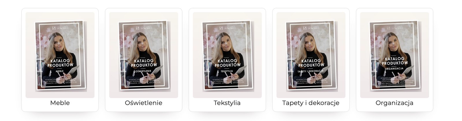 Pięć katalogów produktów dołączonych do e-booka